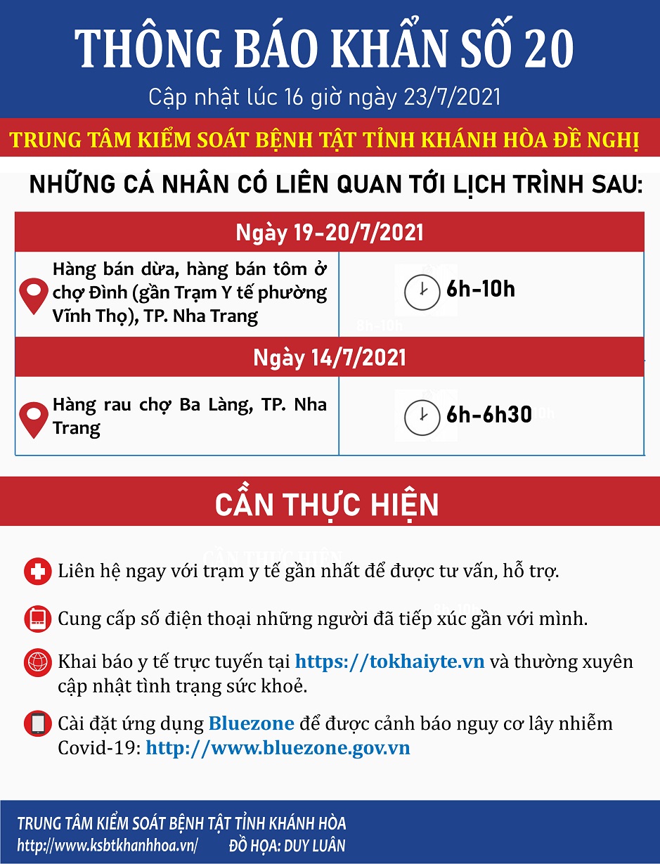 THÔNG BÁO KHẨN SỐ 20